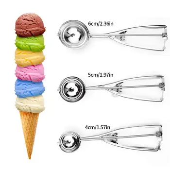 

3 different sizes of biscuit spoons, 18/8 stainless steel ice cream Scooper large medium and small (bake comfort handle biscuit