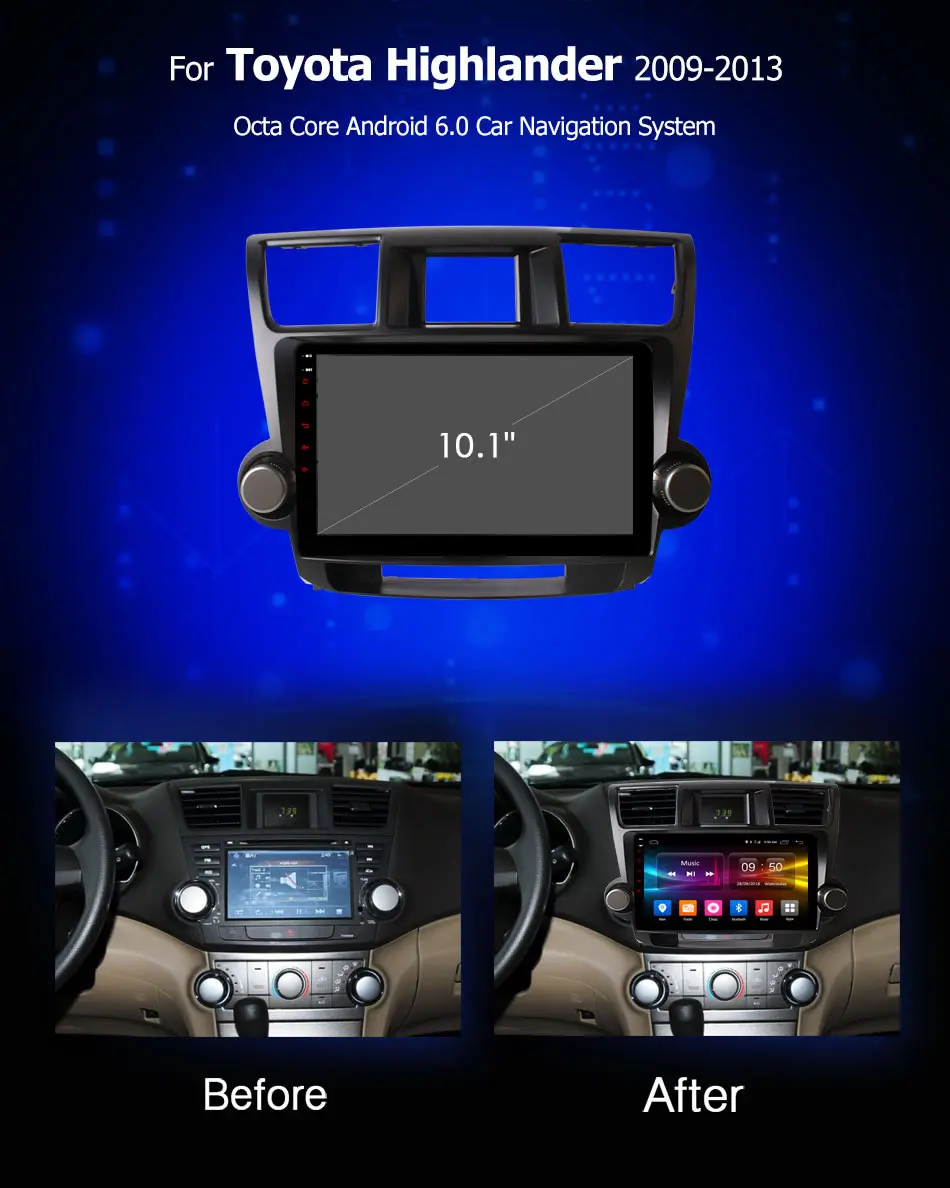 Top Ownice K1 K2 K3 10.1" Car Radio GPS DVD Navi for Toyota HIGHLANDER 2009 2013 2014 2015 Universal Android 9.0 8 core 4G LTE 2