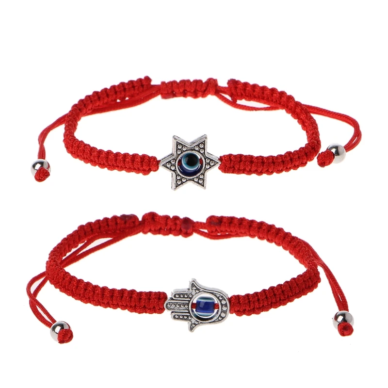 

Lucky Kabbalah Red String Hamsa Bracelets Blue Evil Eye Fatima Hand Jewelry