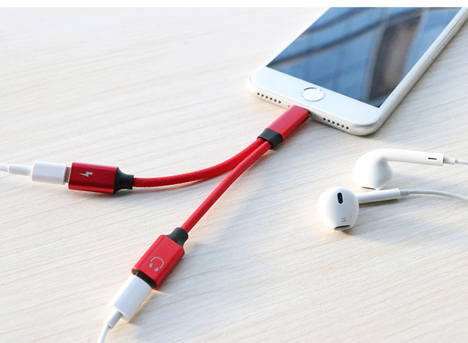 !ACCEZZ Fast Charge Jack Earphone Cable 2 in 1 Adapter For iphone 7 8 Plus X IOS 10 11 Lighting Charging&Audio&Calling Connector (12)