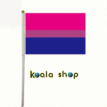 

100pcs/ package flag size 14*21cm with plastic flagpole lengt 30cm LGBT bi pride bisexual hand flag