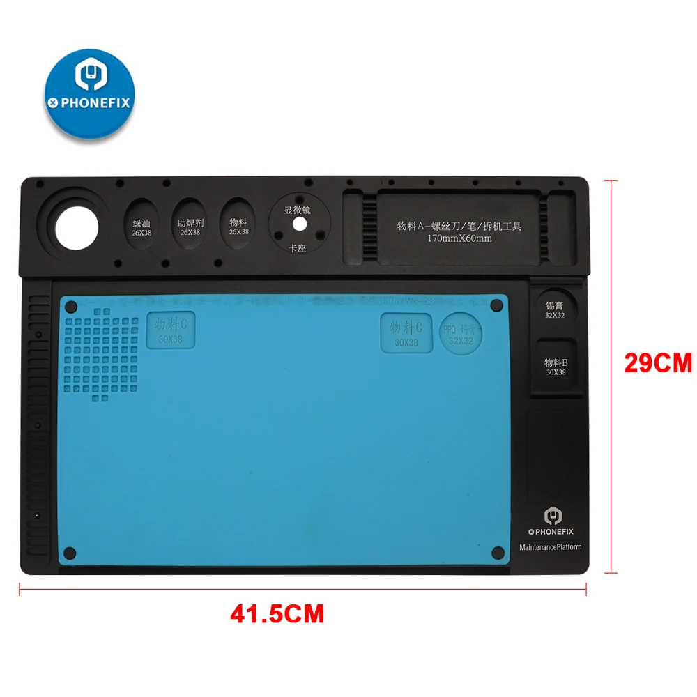 US $59.99 Phone Soldering Mat Aluminum Alloy Microscope Stand Fixed Holder Heat Resistant Work Mat for Phone Electronics Soldering Repair