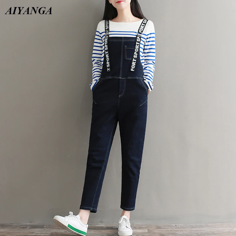 

New 2019 Spring Women Strap Jeans Casual Denim Pants Female Overalls Jeans High Waist Loose Jean Fashion Strap Pant For Women