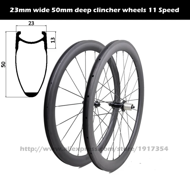 Cheap 700C 23mm wide 50mm deep clincher wheels 11 Speed, wide clincher road wheels powerway R13 Hubs 11S for cheap