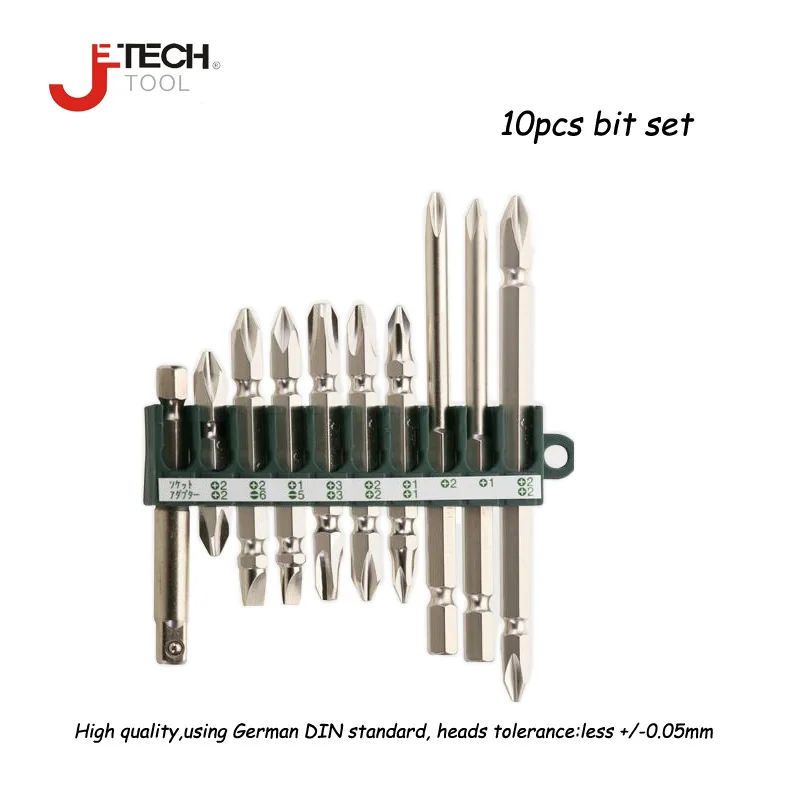 

Jetech 10pcs precision 1/4" drive magnetic multi-bit double end head long profession bit kit screwdriver bits set for wood wall