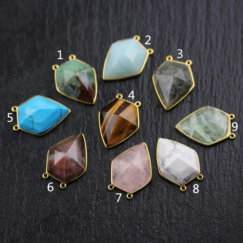 9 Stones for Choice,Natural Raw Stone Pentagon Shape Charms Jewelry