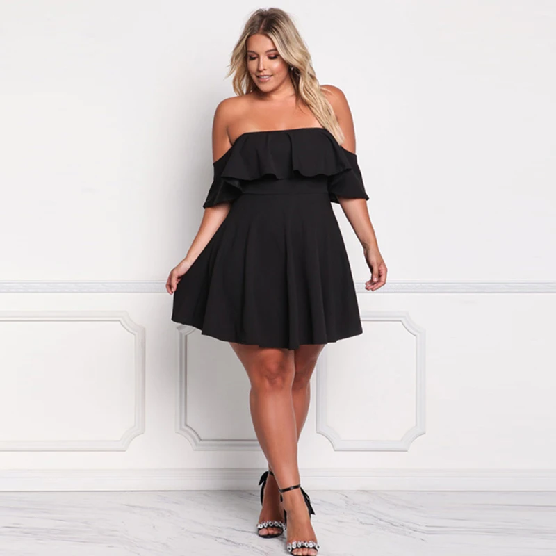 Summer-Women-Sexy-Slash-Neck-Short-Sleeve-Dress-Off-Shoulder-Ruffles-Elegant-Solid-Ladies Empire-Dresses-Party-Female-SCL0117 (10)