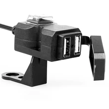 EAFC bricolage moto double USB chargeur étanche moto guidon téléphone chargeur 12V-24V prise d'alimentation avec support
