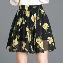 Boho Цветочные женские плиссированные юбки короткий шифон, высокая талия летняя юбка Пляжная Сексуальная Мини Женская юбка Jupe Femme женские юбки C5510
