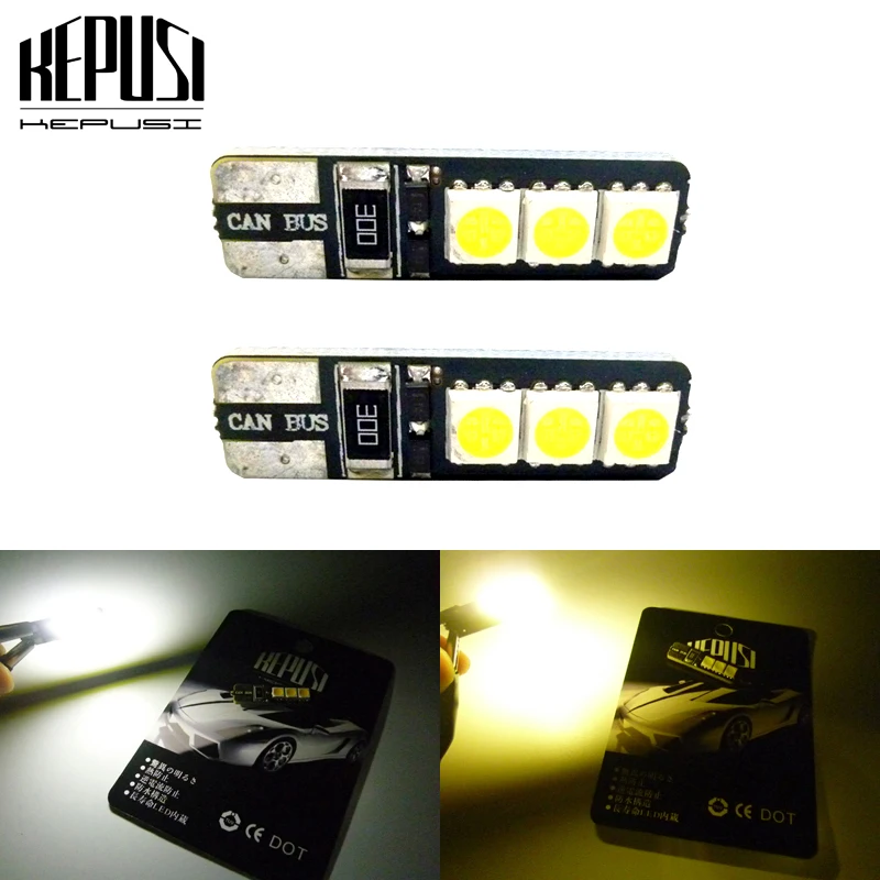 

2x T10 W5W Canbus LED 5050 6SMD Car Instrument Panel lamp Backup Bulb 194 168 Clearance light License Plate Bulb Parking light