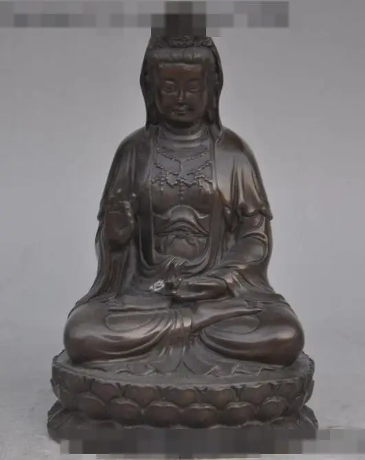 

S00787 6" chinese buddhism bronze Kwan-Yin Guan Yin Bodhisattva goddess buddha statue (B0328)