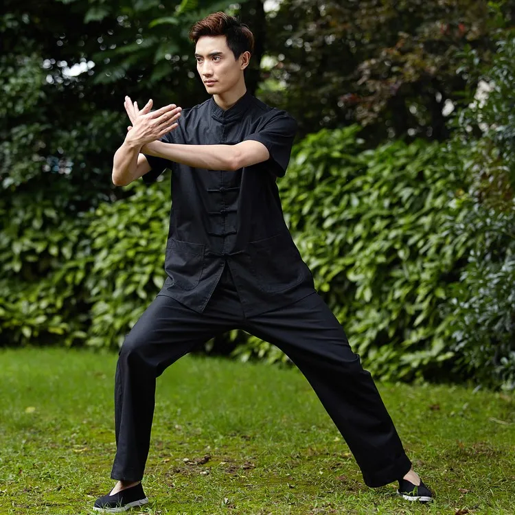 Продвижение китайский для мужчин Tai Chi Униформа традиционное белье кунг-фу костюм короткий рукав одежда Размер M L XL XXL XXXL