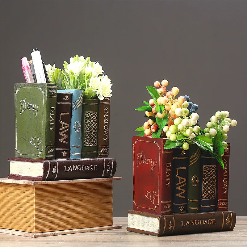 

Retro Book Model Storage Box Pen Case Fake Books Resin Desktop Crafts Vintage Home Decor Interior Adornment Book Box Container