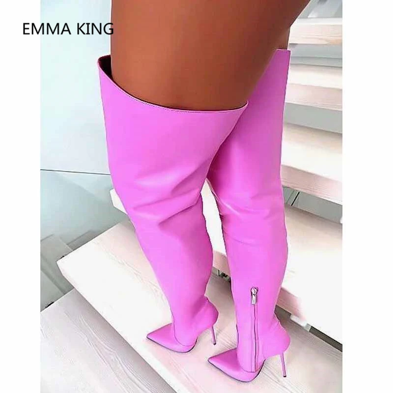 pink leather boots