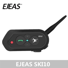 Ejeas SKI10 1200 м Bluetooth лыжный шлем домофон гарнитура большая кнопка 500 мАч AUX Auo reсоединительная обновляемая прошивка для 2 лыжников