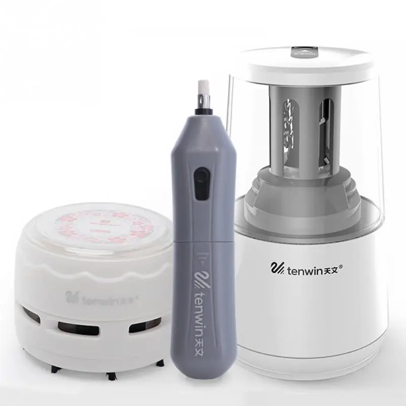 Electric Pencil Sharpener Mini Vacuum Cleaner Eraser Student Sketch Set