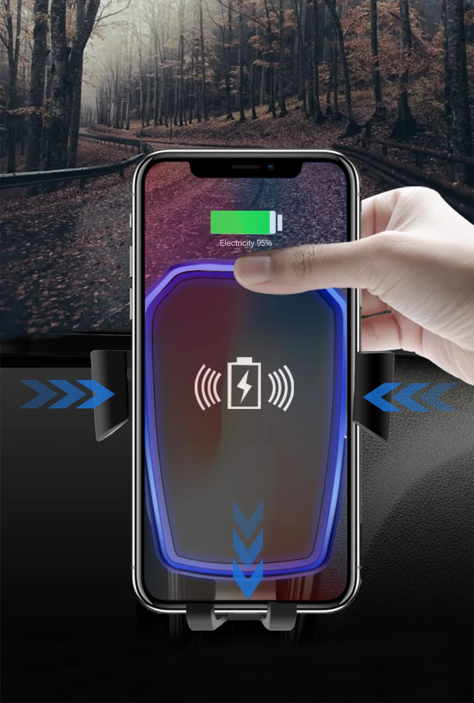 CinkeyPro Wireless Car Charger Gravity reaction Holder for iPhone 8 X 10 Samsung S6 S7 S8 Plus QI Air Vent Stand Fast Charging 2