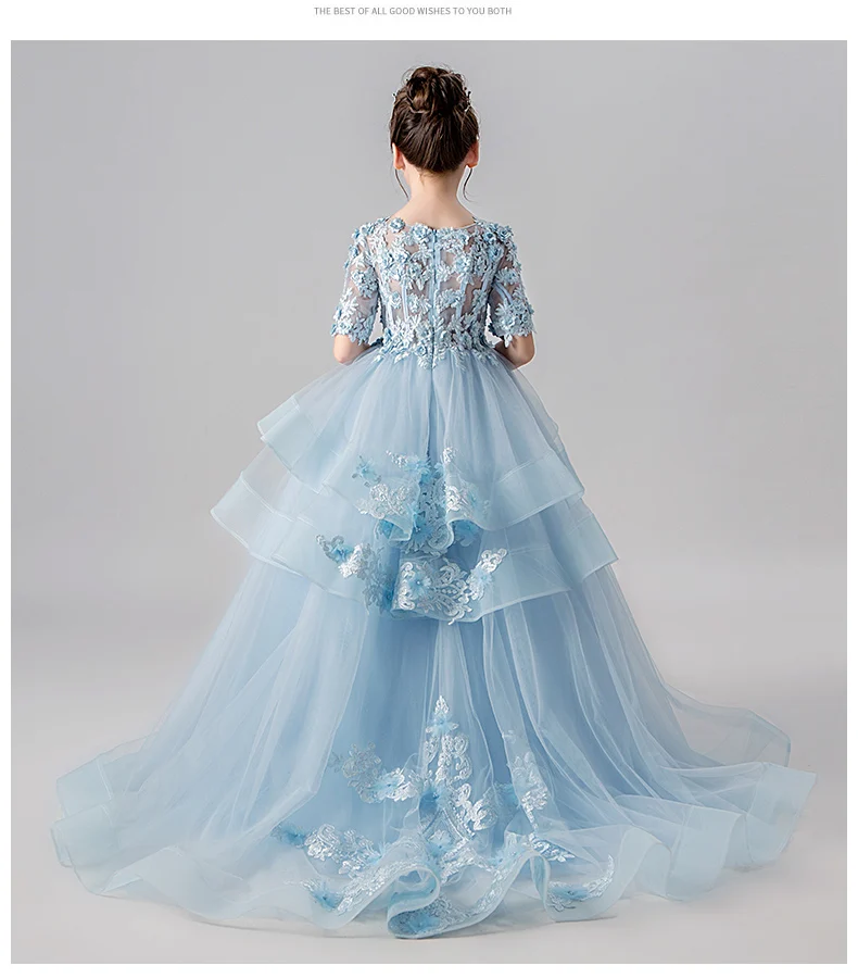Кружевное платье принцессы для маленьких девочек; свадебное платье для маленьких девочек; Детские праздничные платья для маленьких От 2 до 12 лет на день рождения