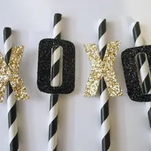 Индивидуальный блеск обнимает и целует бумажные соломинки XOXO. Девичник вечеринка Свадьба Свадебные украшения для душа день рождения напиток