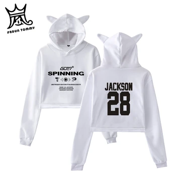 

FRDUN TOMMY 2019 NEW Kpop GOT7 SPINNING TOP 2D Print fashion trend sala Cat Crop Top Women Hoodies Sweatshirt Sexy hot clothes