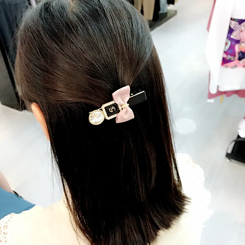 Корейская Милая заколка для волос из ткани с бантом, 5-й кристалл, заколка для волос в стиле ретро, аксессуары для волос для женщин, заколки, элегантный головной убор, заколки для волос