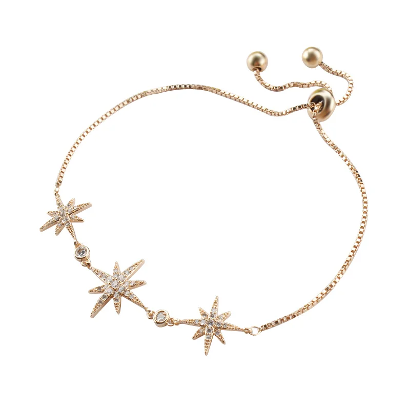 WEIMANJINGDIAN Starburst Zircon Jewelry Cubic Zirconia CZ Crystal Fashion Adjustable Bracelets for Women or Wedding
