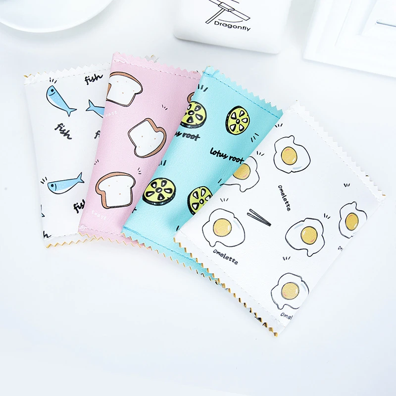 

PACGOTH Korean Style PU Leather Square Fruits Food Pattern Students Mini Coin Purse Unisex Fish Lemon EggZipper Kawaii Cash Bags