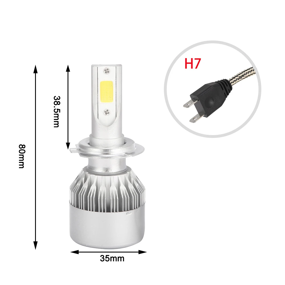 2 шт. все в одном C6 Автомобильный светодиодный фар H1 H3 H7 H11 H4 H13 9004 HB3 9006 9007 880 72 Вт 7600lm за пару 6000K светодиодный автомобильные лампы фары