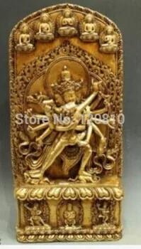 

19"Tibet Buddhism Old Purple Bronze 24K Gold Carved 1000 Hands Buddha Kan Statue