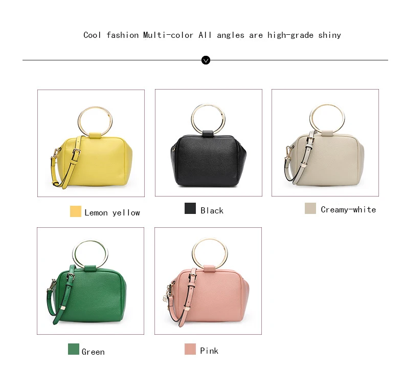 HONGU Luxury Cow Leather Handbags Women Bags Brands Ring Evening Purses Lady Mini Crossbody Shoulder Bags Female Messenger Totes     H5140080992 (5)