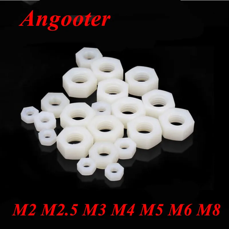 

100pcs DIN934 M2 M2.5 M3 M4 M5 M6 M8 Nylon Hex Nut Plastic Hexagon Hex Nuts