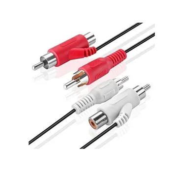 

LBSC RCA Audio Piggyback Cable, 2 RCA Male to 2 RCA Male + RCA Female Piggyback, 6 foot
