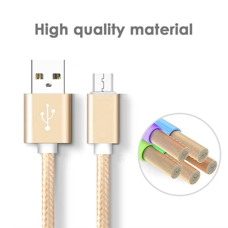 تحلق فوق مايكرو USB كابل 1 متر جدا دائم النايلون مضفر سلك USB الهاتف المحمول كابل لهواوي HTC سامسونج Xiaomi