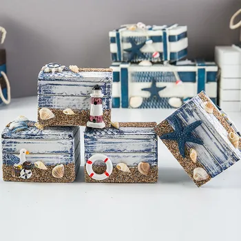 

Mini Mediterranean Sea Wooden Pirate Treasure Jewellery Storage Chest Craft Box Organiser Wood Packaging Gift Box Accessories