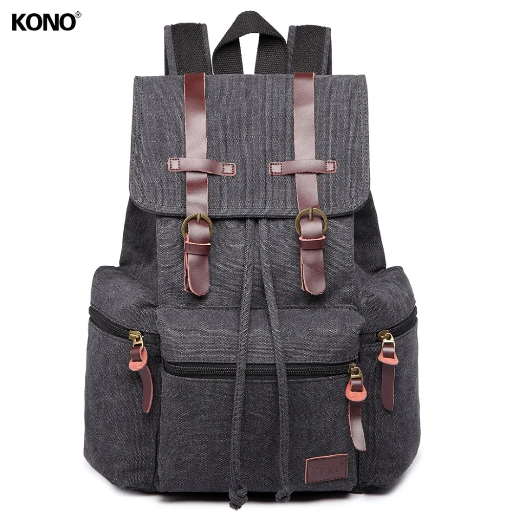KONO Women Men Canvas Backpack School Bags for Teenagers Boys Girls