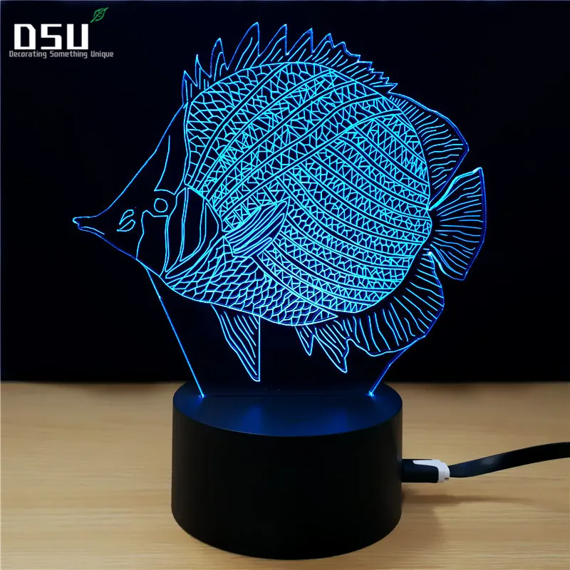 

D Fish Night Light Table lamp Indoor Led Lamp Night Lighting DIM 7 Color Changing LED Night Light Outlet