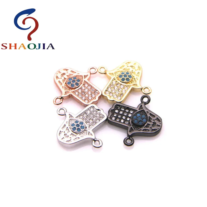 

SHAOJIA Brand 2017 Fashion Micro Pave Zircon Hand Eye Making Charm DIY Bangles Hand Zircon Beads DIY Bracelet Accessories