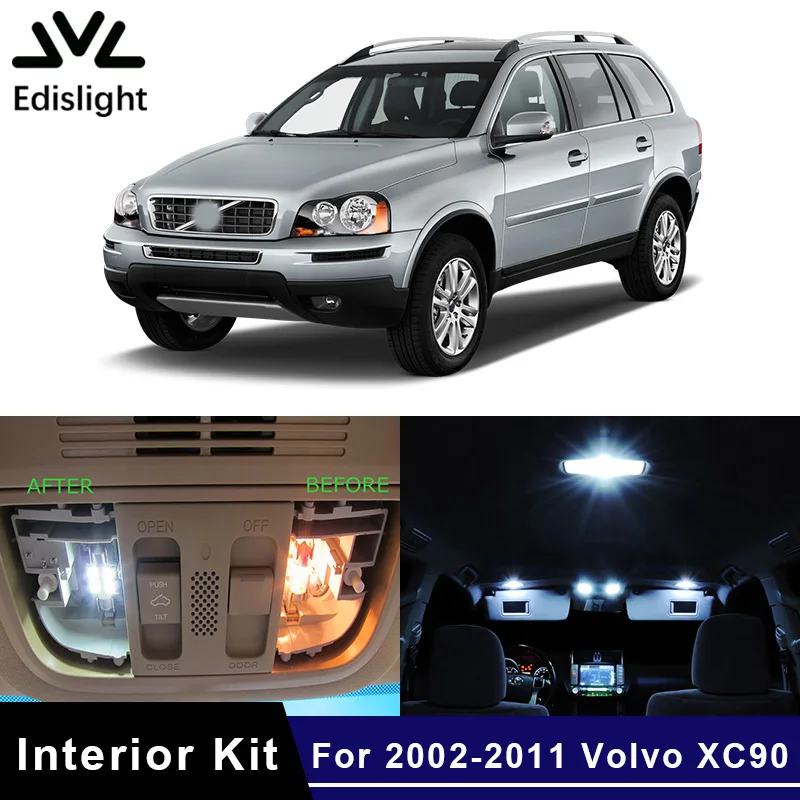 

Edislight 20Pcs White Canbus LED Lamp Car Bulbs Interior Package Kit For 2002-2011 Volvo XC90 Map Dome Trunk Door Plate Light