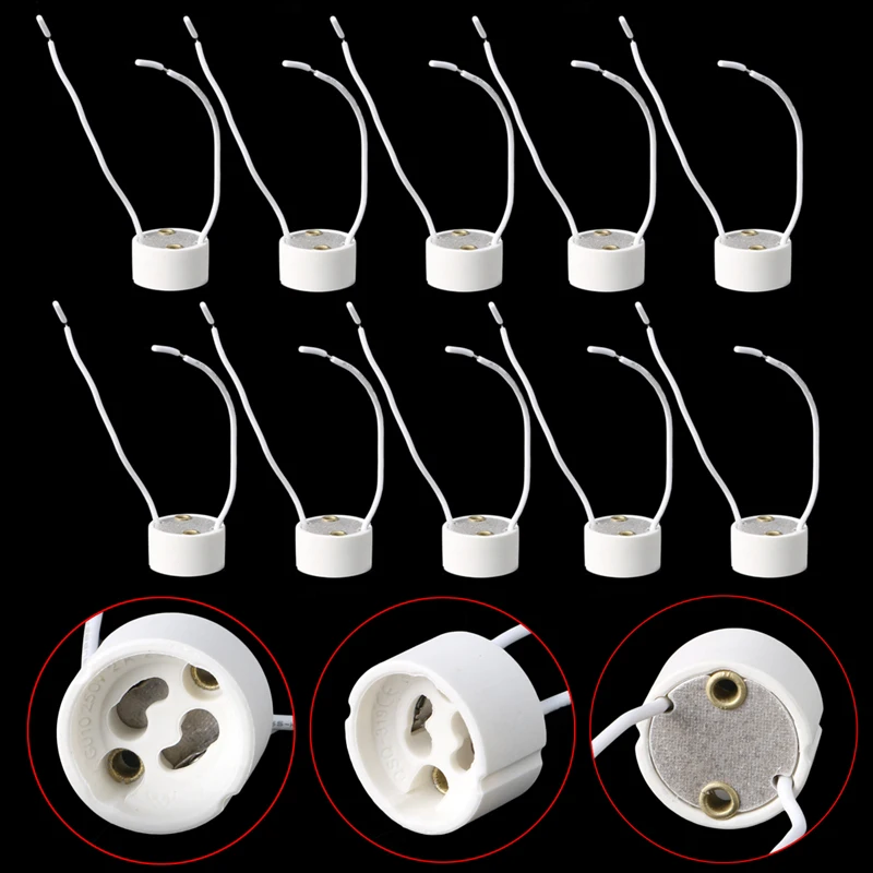 1/5/10Pcs GU10 Socket LED Bulb Halogen Lamp Holder Base Ceramic Wire Connector #072621# 1/5/10Pcs GU10 Socket LED Bulb Halogen Lamp Holder Base Ceramic Wire Connector #072621#