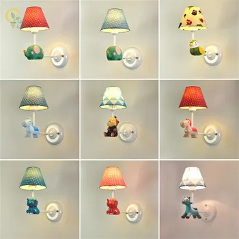 

Nordic Rural Children's Reson Painting Led Wall Lights Boys and Girls'Bedroom Cute Animals Wall Lamp Pony Lamp for Home Lighting