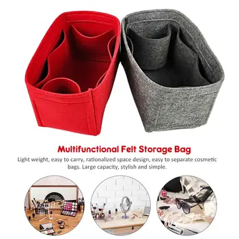 

Multifunctional Felt Storage Bag Multiple Compartments Wash Pack Cosmetic Bag For Home Storage