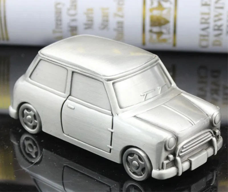 Classic Mini Style Car Metal Ornament Model Statue Money Coin Box Bank Auto 