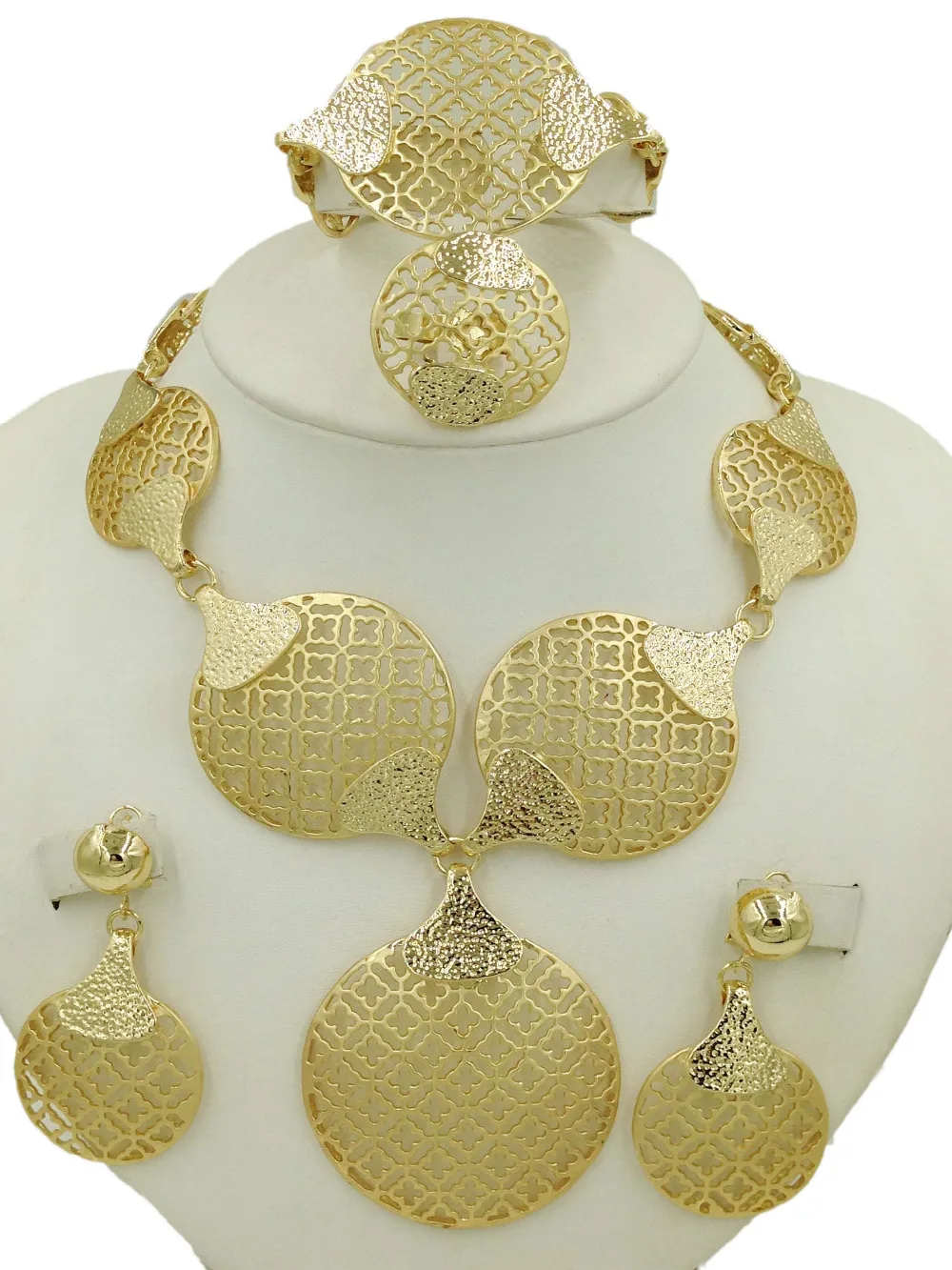 2015 NEW Fashion Dubai Gold Plated Jewelry Sets 18K Long Design Royal Symbol Necklace Jewelry ...