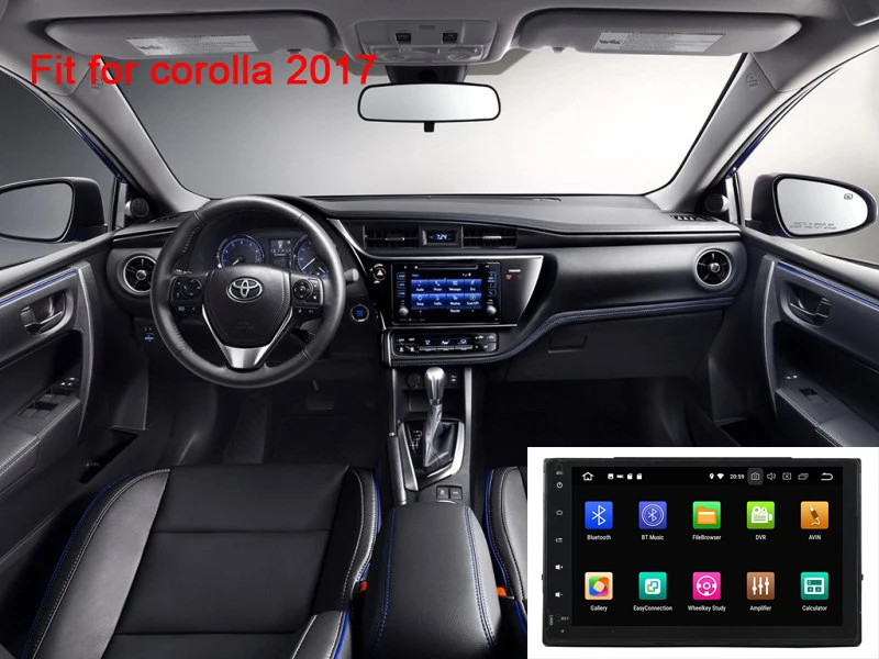 Sale two din car dvd multimedia player for toyota corolla 2016 2017 with android 9.0 system octa core 4G RAM 64G ROM GPS navi wifi 4