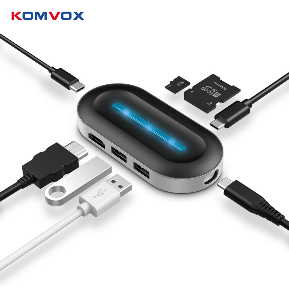 

USB C HUB HDMI 4k USB-C Adapter Type C Converter Type-C Dongle Thunderbolt 3 Dock with Vedio SD TF Chargin for MacBook Pro