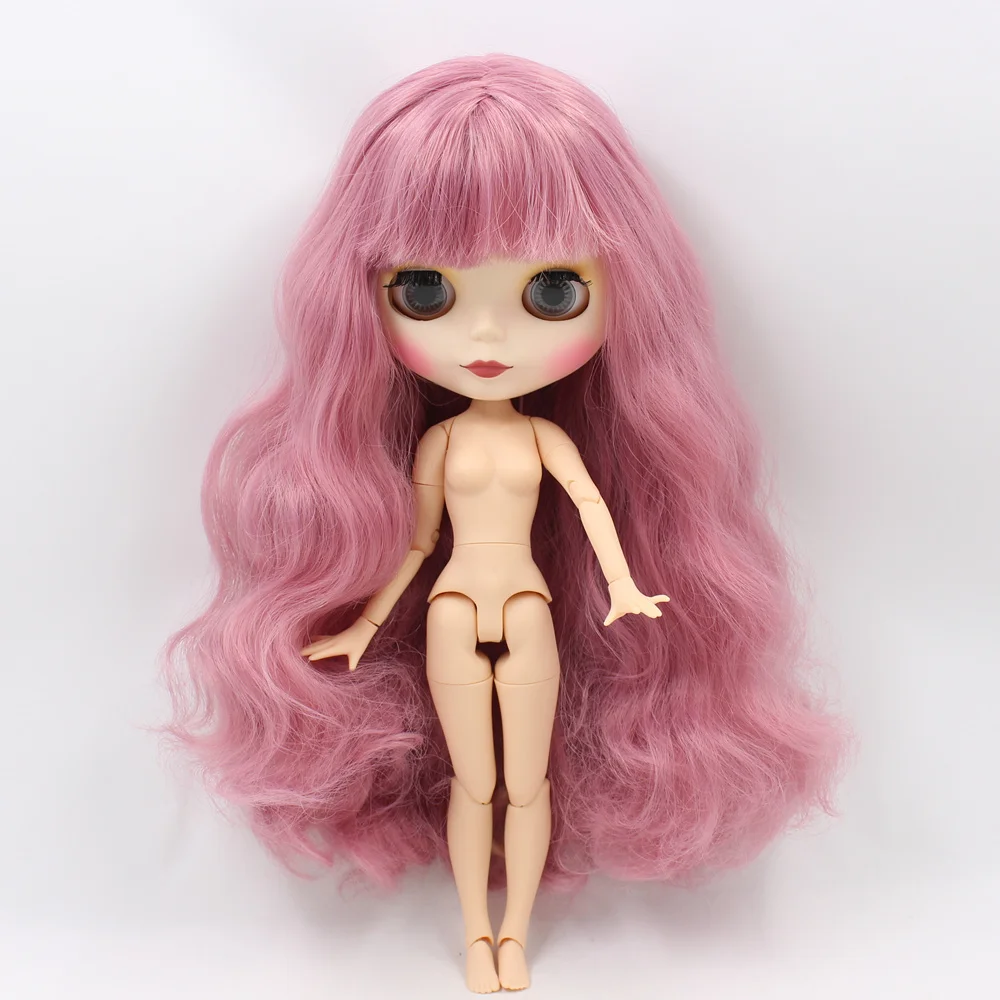 Blyth bjd кукла Обнаженная розовые волосы с челкой матовое лицо подходит для DIY Bjd 1/6 blyth joint body Doll toys