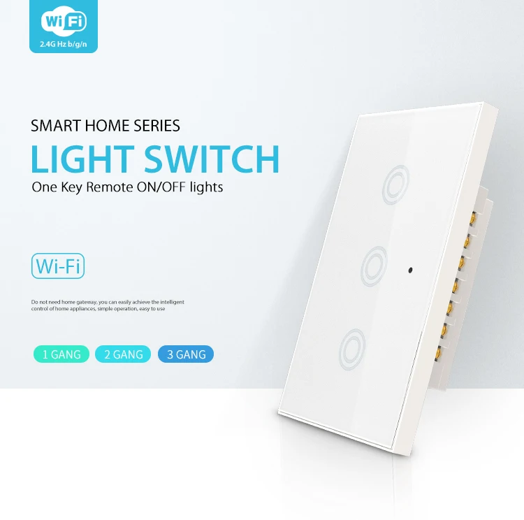 

US Light switch 3Gang smart wireless switch Workes with Alexa Echo and google home smart switch 3 gate light control switch