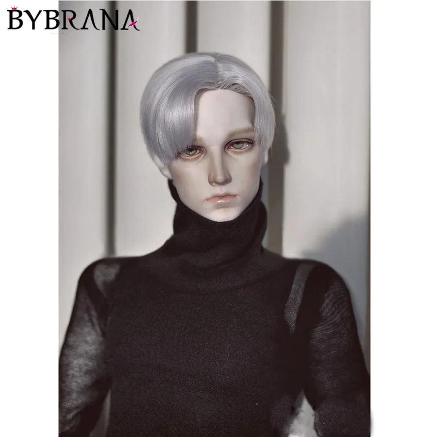 

Bybrana Free Shipping 1/3 1/4 Bjd hair High Temperature short Silver Grey Straight Bjd Wig MSD SD For BJD Doll