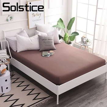 

Solstice Home Textile King Queen Twin Full Fitted Bed Sheet Cotton Brown Solid Color Bedding Mattress Cover For Adult Boys Girls
