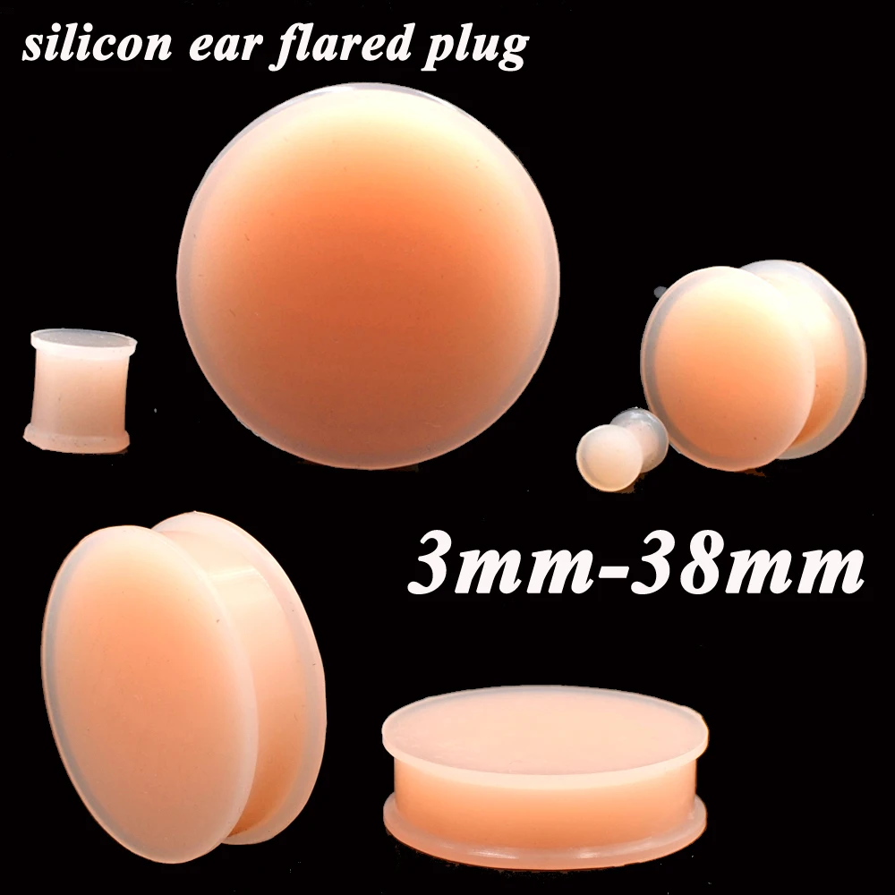 Pair Silicone Flexible Thin Double Flared Ear Plugs Flesh Tunnel Ear Gauge Expandar Stretcher 3mm-38mm Earrings Jewelry Piercing